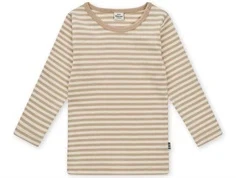 langærmet t-shirt fra Mads Nørgaard i beige og råhvide striber